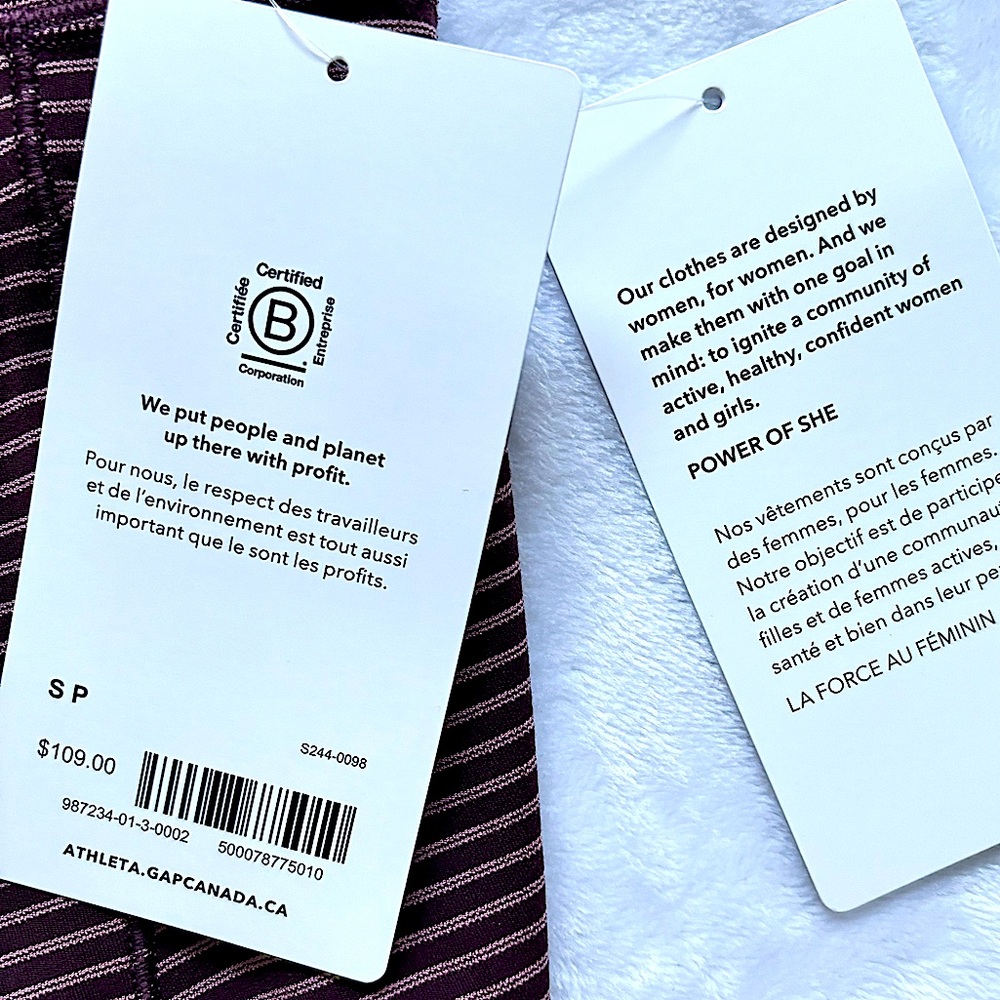 ATHLETA Salutation Stash Pocket II Textured 7/8 Striped Burgundy Legging--NWT--S - Picture 13 of 16